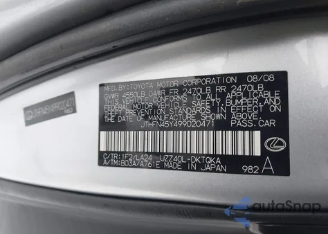 2009 Lexus Sc 430 z USA, uszkodzony, nr VIN JTHFN45Y499020471